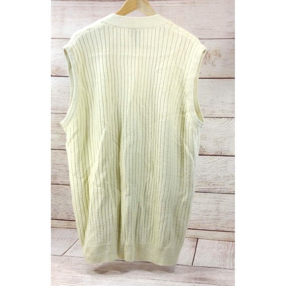 John Blair Men Cable Knit Sleeveless Sweater Vest Button Front 2 Pockets Cream L - Picture 11 of 12